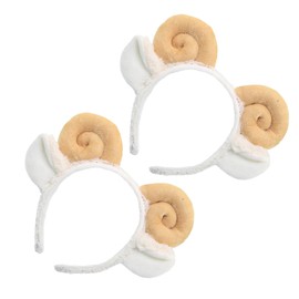 Gatuida 2pcs Sheep Horn Makeup Hairband Soft Fabric Headbands with Lamb Ear Design Lightweight Non Deforming Hair Hoops for Women Face Washing Spa Facial Mask Party Accessory