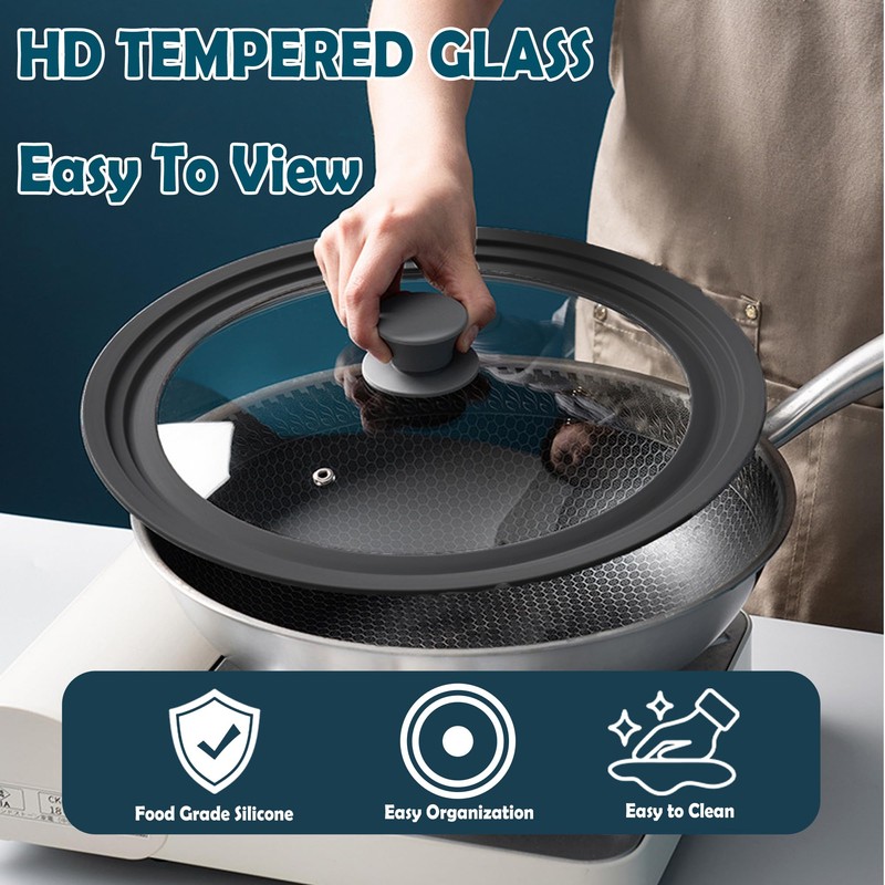 Universal Lid for Pots Pans and Skillets, 9.5&10.5&11.5 inch, Diameter