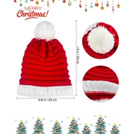 BleSky Santa Hat Red Christmas Xmas Party Knitted Hat Santa Skull Cap for Adult Women Men