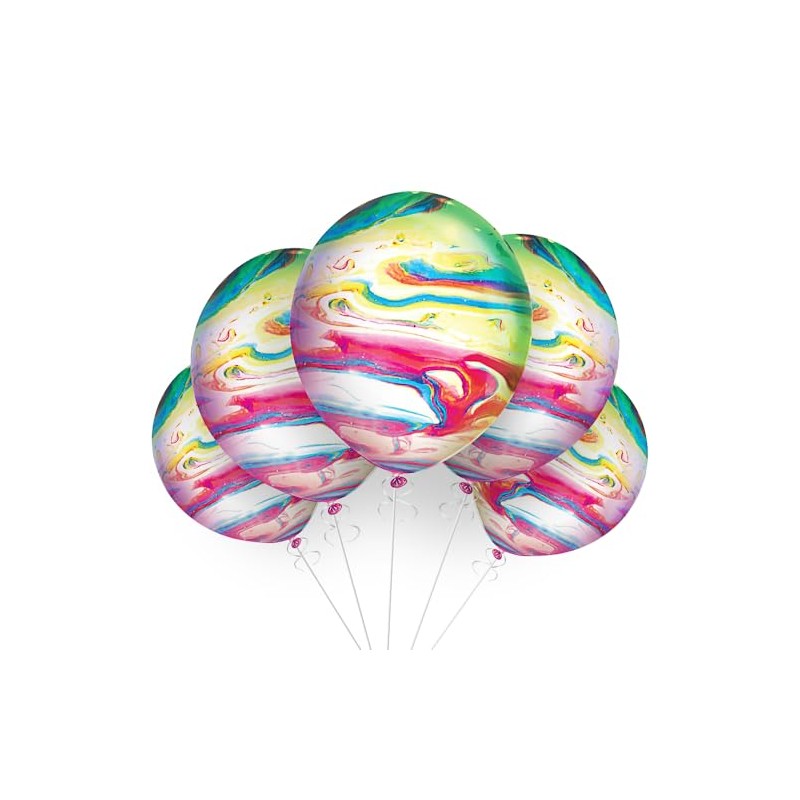 Unique 9" Marble Led Light up Balloons, 5Ct