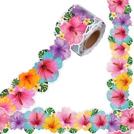 Bulletin Board Borders for Classroom Decorations, Summer Tropical Hibiscus Flower Bulletin Board Trim for Teacher School Supplies Classroom Offices Door Wall Decor, Floral Party Supplies 49 Ft