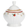 LA PORCELLANA White Sugar Bowl with Spoon Christmas Edition