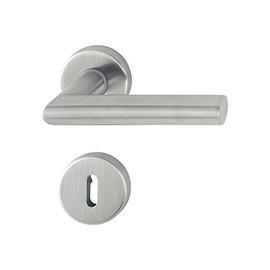 HOPPE Amsterdam 3286411 Handle Set with Rosettes BB (Deadlock), Matt Stainless Steel