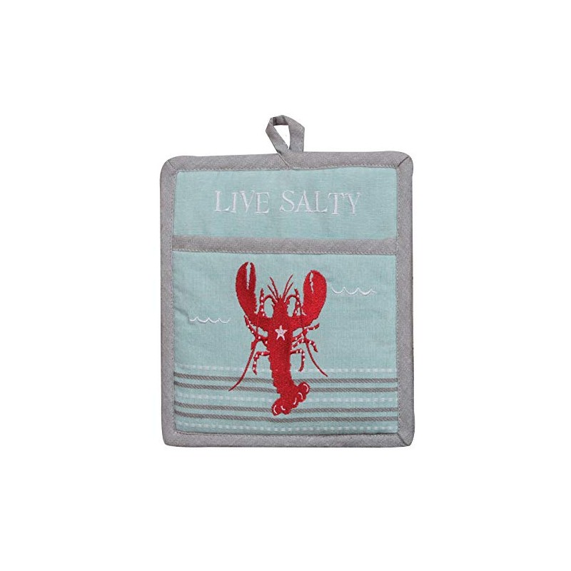 Live Salty Lobster Embroidered Pocket Mitt