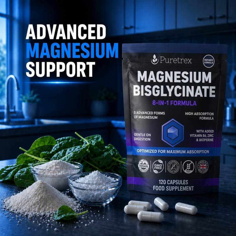 Puretrex Magnesium Glycinate 8 in 1 Complex, High Absorption Magnesium