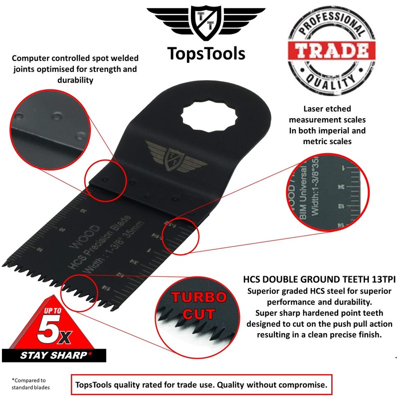 20 x TopsTools WXK20J Mix Blades Compatible with Worx Sonicrafter,