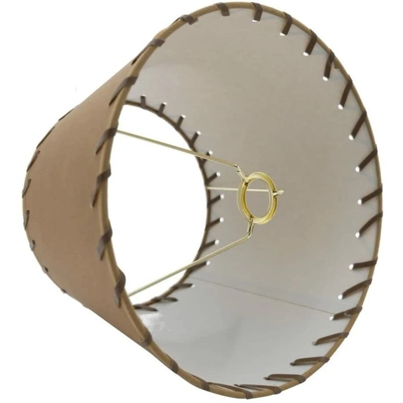 Kraft Parchment Stitched Trim 12 Inch Slip Uno Lamp Shade