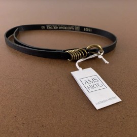 Amsterdam Heritage Women's Size XS/S - 80 Black Leather Alie Skinny Belt NWT