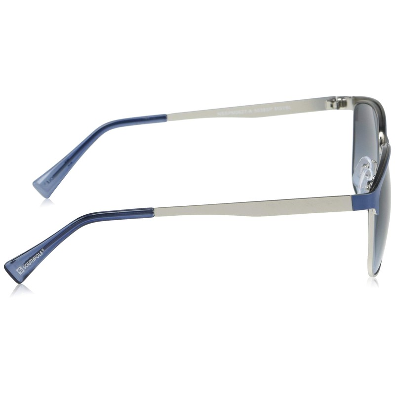 SOUTHPOLE Men's Retro Rectangular Sunglasses, Matte Silver & Blue, 57