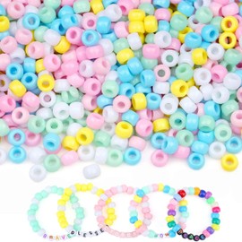 LAIDANLA 1000pcs Macaron Pony Beads Bulk for Bracelet Making 6x9mm Hair Beads for Braids Plastic Kandi Bead for Craft