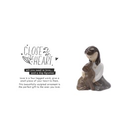 Girl & Dog Figurine | Best Friend | Pet | Ceramic Ornament | Gift Box | Gift For Family | Love | Close At Heart by CGB Giftware | GB06510