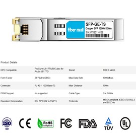 SFP to RJ45 for HPE Procurve J8177C J8177B HPE Aruba J8177D J8177DCM JL747A 1000BASE-T SFP Copper RJ-45 100m Transceiver Module Pack of 4