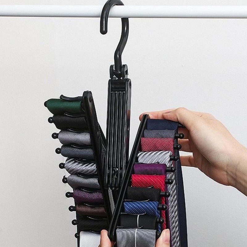 2PCS Closet Necktie Rack Tie Storage Display Hanger with 360