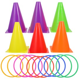 Gadpiparty 1juego Conjunto De Conos De Fútbol para Entrenamiento Deportivo Conos Colores Aleatorios Y Aros para Niño Niña Patios Fiestas Y Actividades Al Aire