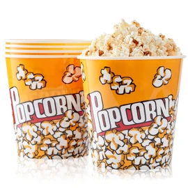 Recipientes de plástico para palomitas de maíz de estilo retro reutilizables para noche de película, 7.1 x 7.1 x 5.1 pulgadas (paquete de 5)