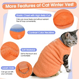 Sphynx Cat Clothes, Fleece Cat Vest, Warm Fleece Coat for Cat, Hairless cat Shirts Sweaters, Warm and Soft Cat Pajamas Shirt, Fleece Jumpsuit for Cats Puppy, Kitten Hairless Cat Clothes for Cats Only