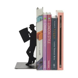 Balvi 'The Reader' - Soporte Decorativo para Libros de Metal para estantes - Diseño Moderno Negro - Ideal para decoración del hogar y la Oficina para Amantes de los Libros - Sujetalibros