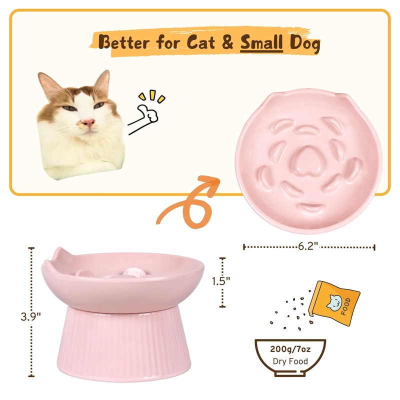 cat Slow Feeder Ear Shape Pink