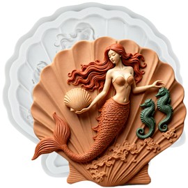 Mermaid in Shell Silicone Mold Seashell Fondant Molds