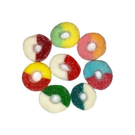 Assorted Fruit Flavor Gummy Ring, Cherry, Blue Raspberry, Green Apple, Watermelon, Peach, Neon, (2 Pound)