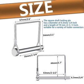 Trailer Pin,SpzcdZa 12pcs Square Pto Pin Shaft Locking Pin 1/4 pin Hitch pin Wire Lock Pin Safety Coupler Pin 1/4" x 2-3/4"for PTO,Farm,Lawn,Hitches,and Garden(Silver)