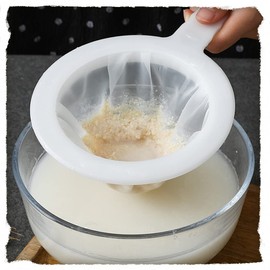 Strainer Filter, Nylon Sieve with Handle, 100/200/400 Mesh Ultra Fine Funnel Filter, with Edge and Comfortable Non-Slip Handles, for Juice, Milk, Coffee