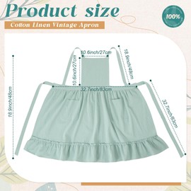 Cotwinter Cotton Linen Pinafore Apron for Women with Pockets Vintage Apron Dress for Chef Baking Kitchen Cooking Gardening Painting(Sage Green)