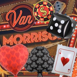 14 Pcs Casino Party Balloons Set 32/24/16 Inch Poker Cards & Dice Foil Balloons Hearts Spades Diamonds Clubs for Casino Theme Decor Texas Holdem Party Supplies Las Vegas Game Night Decorations