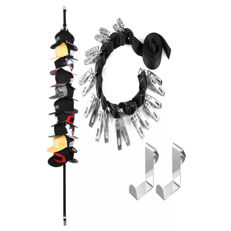 TIKA 20-Hat Baseball Cap Rack Storage Organizer - Hanger System