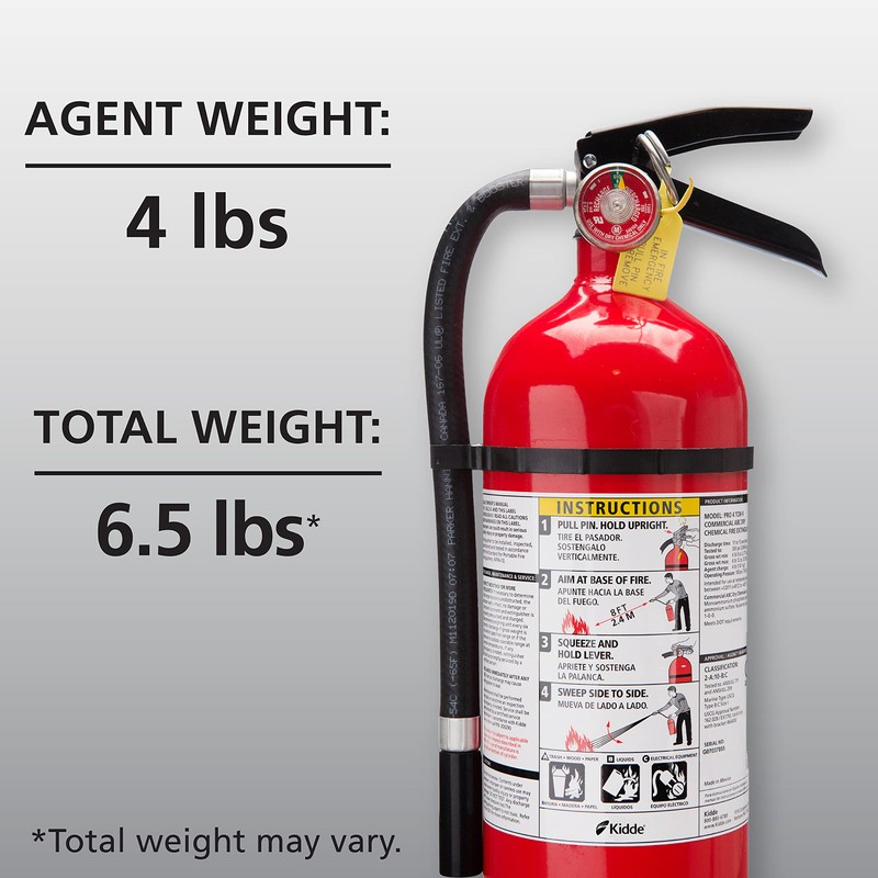 Kidde Pro 210 2A:10-B:C Fire Extinguisher, Rechargeable, Multi-Purpose for Home