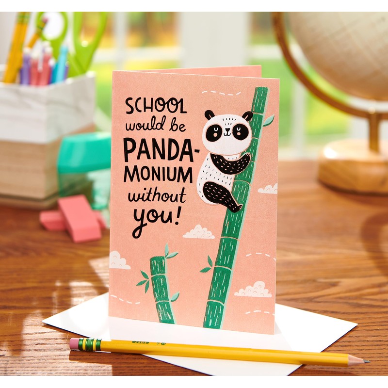 American Greetings Funny Thank You Card for Teacher (Panda-monium)