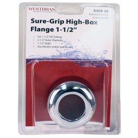 Westbrass R409-26 1-1/2" OD Opening x 3" OD Exterior Diameter High Box Patten Sure Grip Flange, Polished Chrome