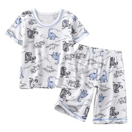 HahaNice 90-160 Children's Clothes, Boys, Pajamas, Kids, Short Sleeve, Room Wear, Loungewear, Top and Bottom Setup, Cotton, Summer Clothes, Sleepwear, Shorts, Half Length, Boys, Juniors, Cool Neck,