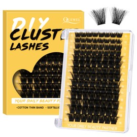 QUEWEL Lash Clusters 112 PCS Eyelash Clusters with Thin Band Cluster Lashes Natural Look Soft and Lightweight Cluster Eyelash Extensions for Beginner DIY Lash Extensions Use at Home (RMFD-01)