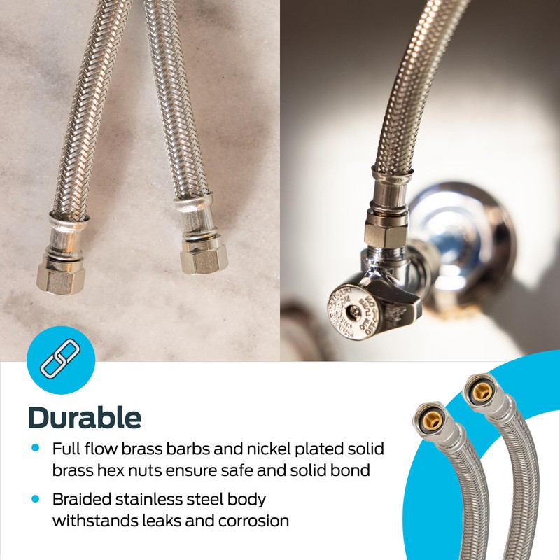Eastman 36 Inch Flexible Faucet Connector Supply Line, 3/8 Inch
