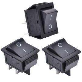 APIELE 3Pcs 2 Position Rocker Toggle Switch ON/Off AC 125V/20A 250V/16A for Boat DPST 4 Pins KCD2-201 (Black)