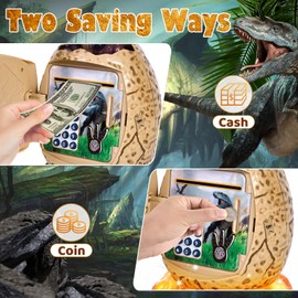 Money Box for Kids, Dinosaur Egg Money Bank Piggy Bank for Boys Girls ATM Password Kids Safe with Security Code Music & Light Novelty Easter Birthday Xmas Gifts for 5 6 7 8 9+ Years Old