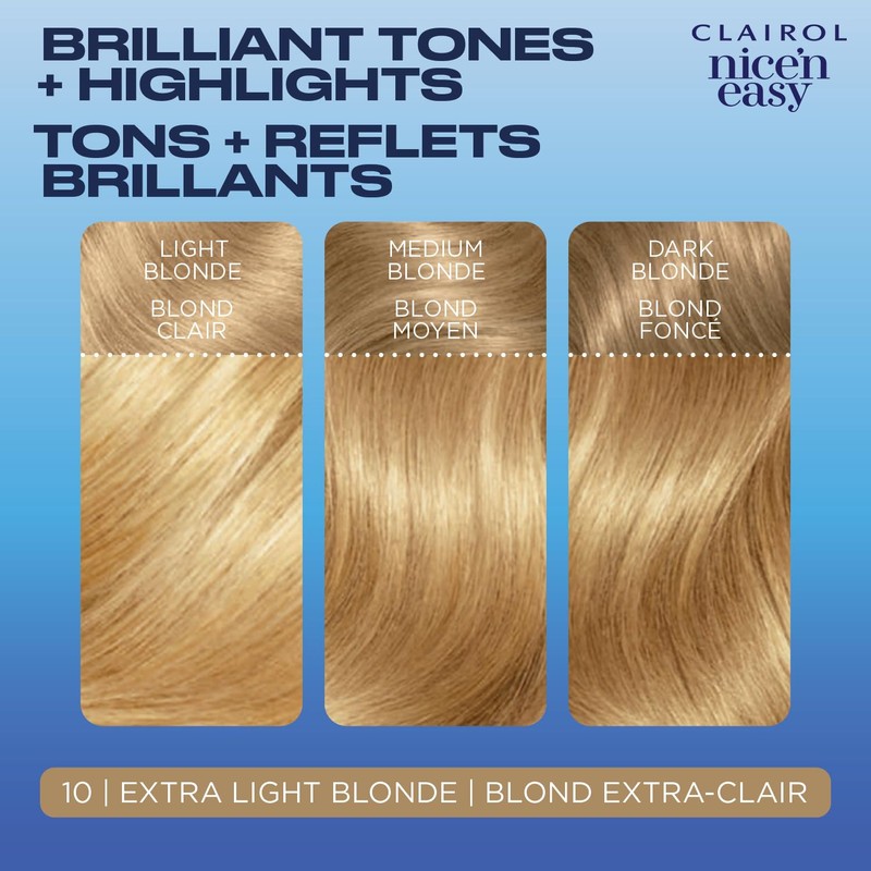 Clairol Nice'n Easy Permanent Hair Dye, 10 Extra Light Blonde