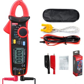 UNI-T UT210D Mini medidor digital de abrazadera 200 A CA DC Corriente True RMS Alicates amperímetro, frecuencia de voltaje, probador de temperatura, multímetro con clip de cocodrilo