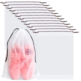 12 PCS Shoe Bags Drawstring Bags,Shoe Storage Bags, Portable Waterproof Transparent Draw String Bags for Clothes Toys Shoes and Socks Storage