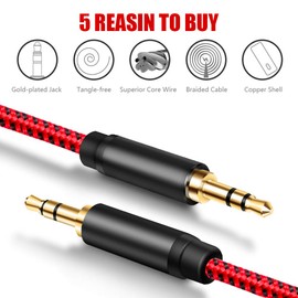 3.5mm Aux Cable 100ft, LiuTian 3.5mm Male to Male Audio Cable AUX Cable for Headphones, iPods, iPhones, iPads, Home/Car Stereos and More