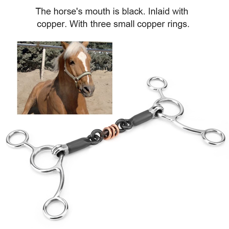QANYEGN Stainless Steel Horse Chew Bit, Black Snaffle Bit, Gag