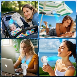 Cyfrone Portable Aroma Baby Stroller Fan - Rechargeable 6000mAh Battery USB-C Owl Shaped with Clip Mini Personal Turbo Travel Essentials (White)