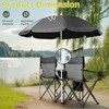 ANEUHS Folding Double Camping Chair w/Umbrella Beverage Holder Carrying Bag