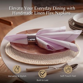 Ramanta Home Lavender Cloth Dinner Napkin Set of 12-18x18 Inch, Easter Premium Cotton Linen Flax Hemstitched Napkins for Spring Decor Wedding, Party, Kitchen | Soft Durable Washable for Everyday Use