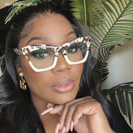 VOOGLAM Rectangle Eyeglasses for Women with Non-prescription Clear Lens Sienna Light Tortoise GWA035804-01