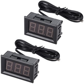 Greluma Pack of 2 0.56 Inch LED Display Digital Thermometer, DC 12 V -50 ~ 110 °C Temperature Display with Waterproof NTC Probe, Red LED Temperature Display