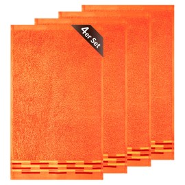 Lashuma Lugano Guest Hand Towels 30 x 50 cm Set of 4 Small Hand Towels Orange