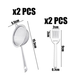 2 Tea Strainers, 2 Small Cleaning Brushes, Fine Mesh Tea Strainer, Mesh Strainer, Strainer with Metal Handle, Extra Fine Tea Strainer, Coffee Filter, Non-Slip Fine Mesh Strainer