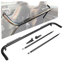 ECOTRIC 49" Universal Iron Racing Safety Seat Belt Chassis Roll Harness Bar Rod Black Compatible with Ford Honda Mitsubishi and more, Works with All 4-Point, 5-Point and 6-Point Seat Belts